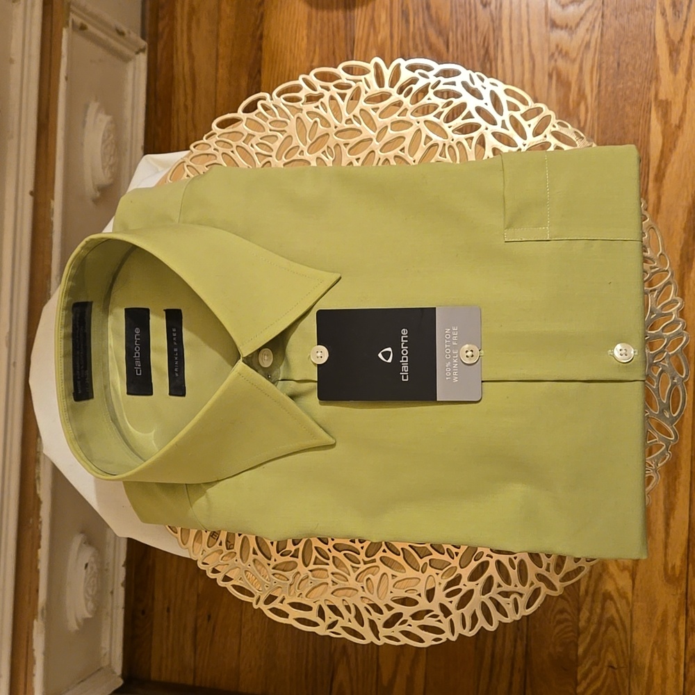 NWT Claiborne celery green dress shirt Sz XL ( 17 -34/35 )